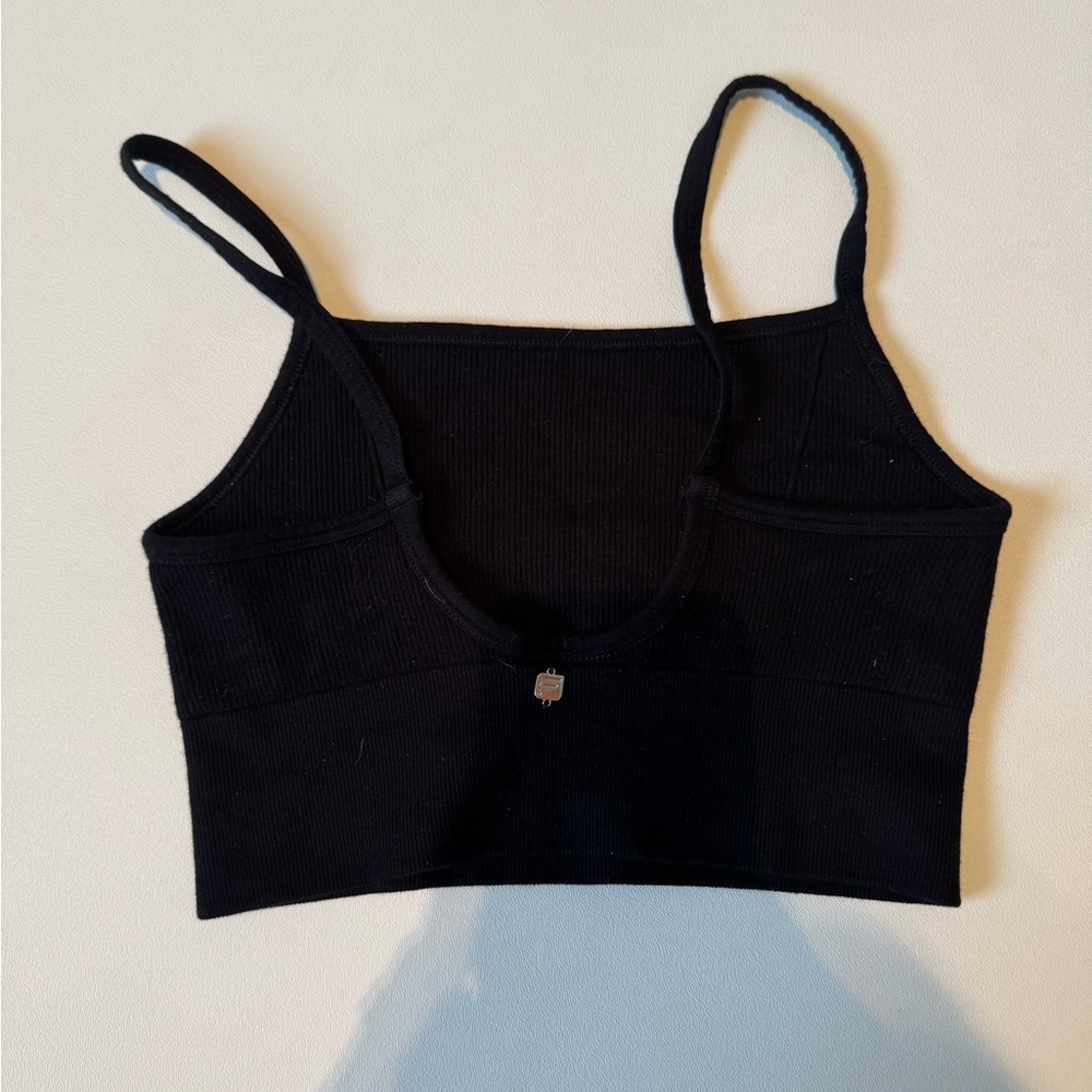 Black Ribbed Crop Top - Picture 2 of 2